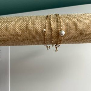 Lulus Charm Appeal Gold and Pearl Layered Bracelet
